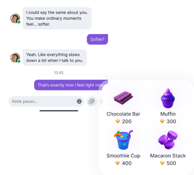 Miracall chat and gifts interface